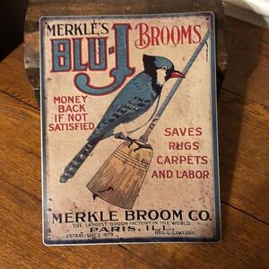 Vintage Style Blu-J Brooms Metal Sign